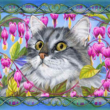 Схема вышивки «Кошки в цветах»
