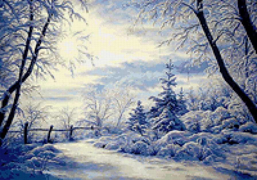 Зима снежная - зима, мороз, пейзаж, природа, снег, иней - предпросмотр