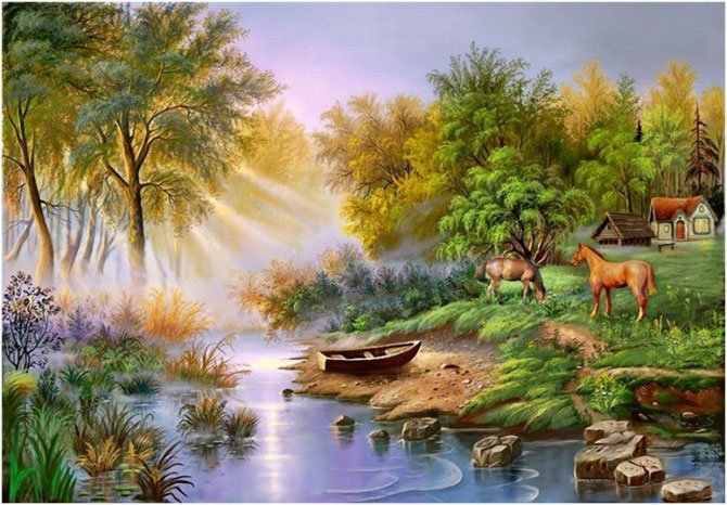 Утро - природа, лошади - оригинал