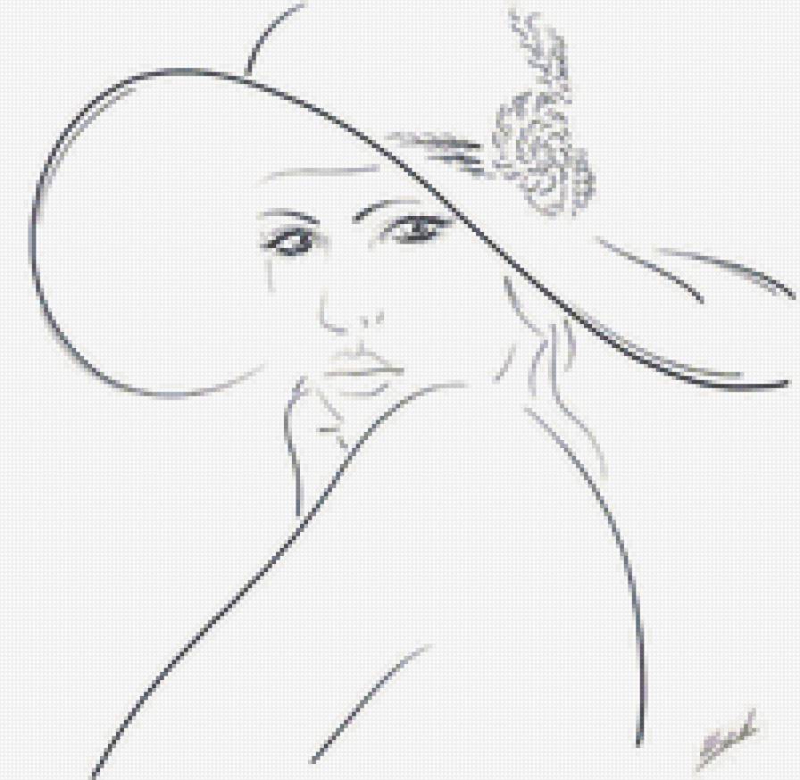 Девушка - девушка, монохром, живопись - предпросмотр