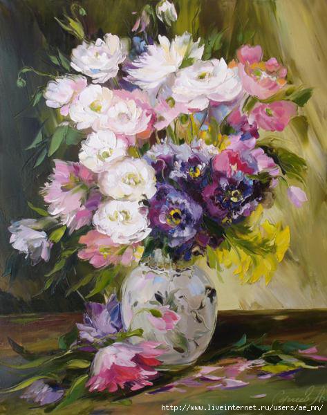 живопись - цветы, ваза - оригинал