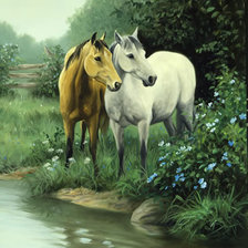 Схема вышивки «кони»