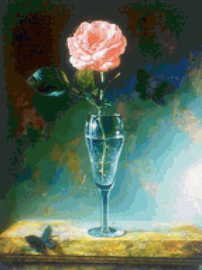 роза в бокале - натюрморт, цветы, розы - предпросмотр