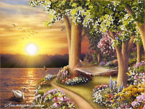 Вечер - закат, пейзаж, озеро, природа, лес - оригинал