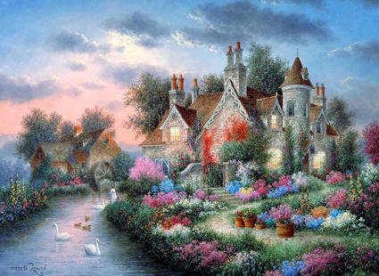 Замок - озеро, замок, природа - оригинал