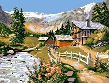 Схема вышивки «Домик в горах»