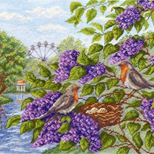 Схема вышивки «Птички и сирень»