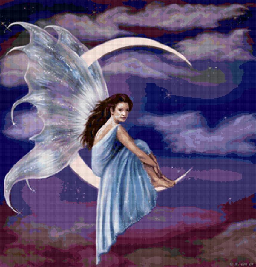 Лунная фея - девушка, фея, луна - предпросмотр