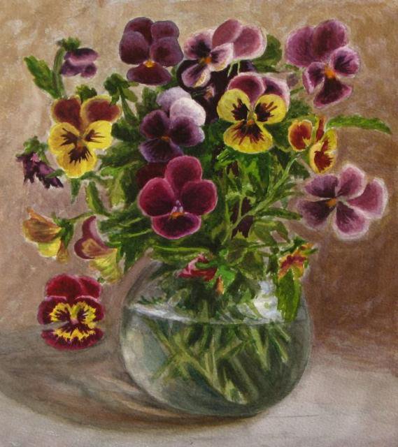 Серия "Букет" - анютины глазки, букет, виола, фиалки, цветы - оригинал