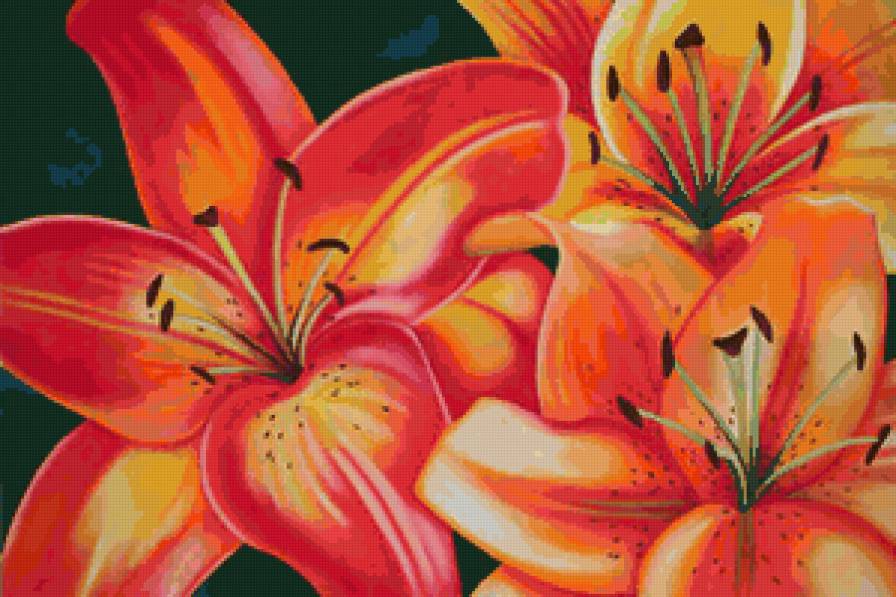 Яркие красивые лилии) - лилии, цветы, flowers - предпросмотр