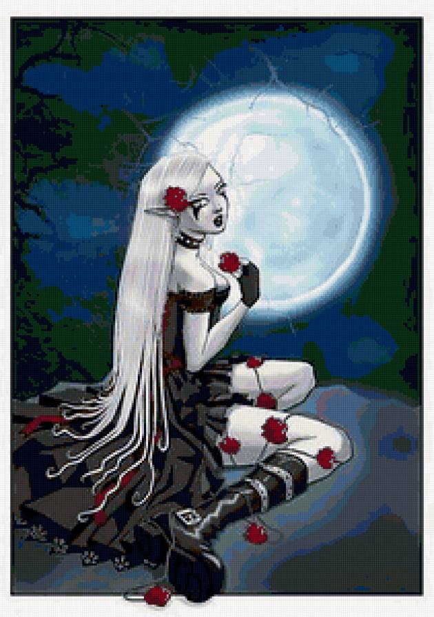 эльфийка - ночь, готика, эльф, эльфы - предпросмотр