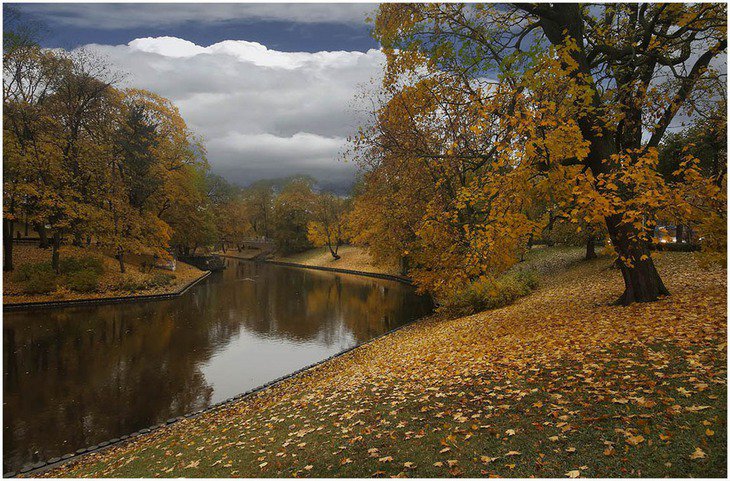 осень.осень..... - лес, вода, осень, облака, пейзаж - оригинал