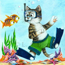 Схема вышивки «кот-подводник»