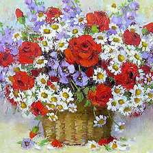 Схема вышивки «Корзина цветов»