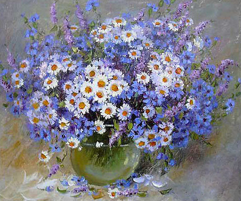 Букет - ромашки, букеты, цветок, ваза, цветы, васильки, букет - оригинал