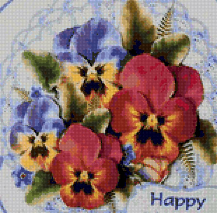 Анютки - букет, красота, анютки, цветы, ретро, виола, анютины глазки - предпросмотр