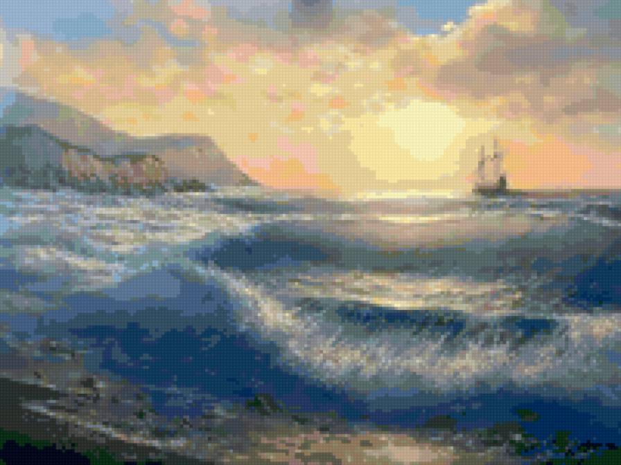 Корабли на море - корабли, закат, море - предпросмотр