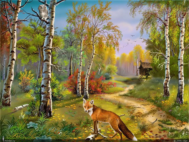 Лесная жизнь - природа, картины, лес - оригинал