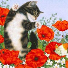 Схема вышивки «Котенок и бабочка»