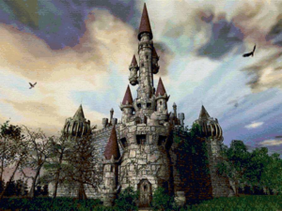 Старинный замок - сказочный, старинный, крепость, замок, башня, руины, дворец - предпросмотр