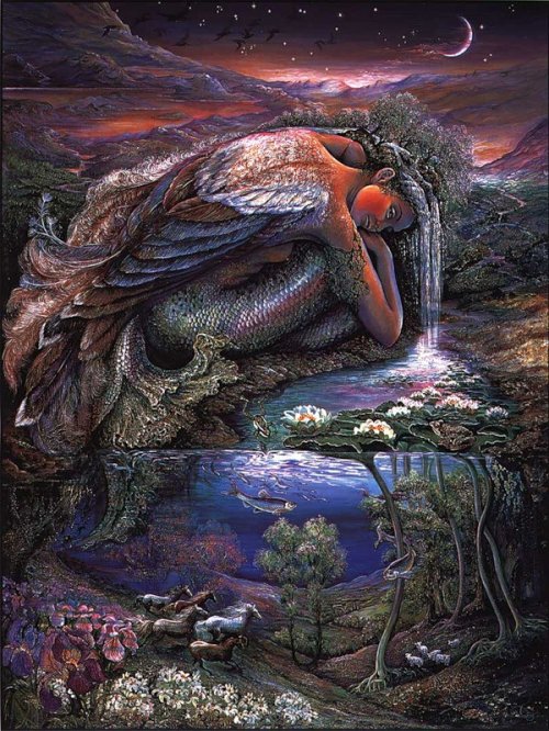 Картины Жозефины Уолл - ночь, русалка - оригинал