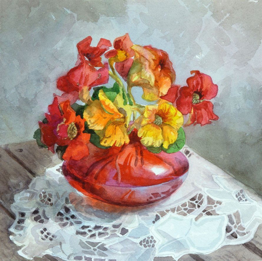 Серия "Букет" - настурция, цветы, букет - оригинал