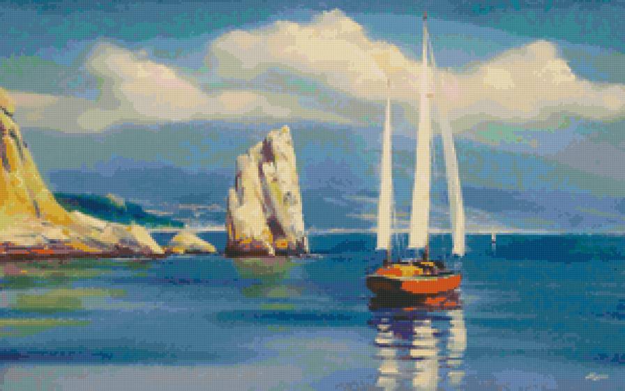 Морской пейзаж - пейзаж, море, корабль - предпросмотр