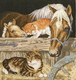 №17860 - лошади, пейзаж, животные - оригинал