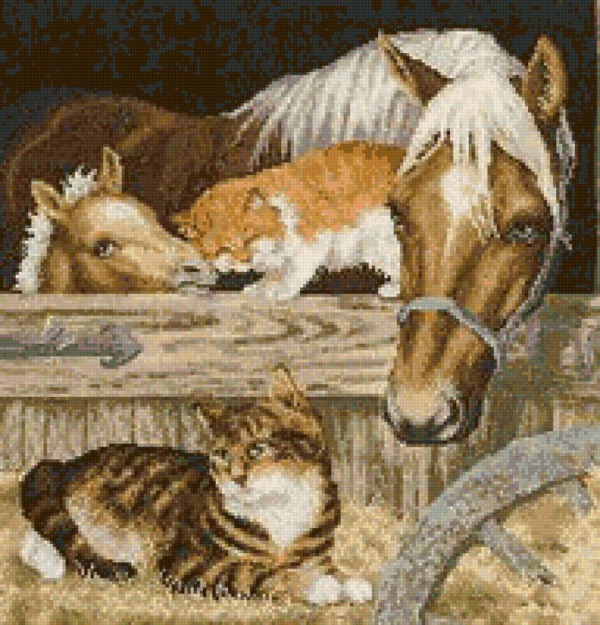 №17860 - лошади, пейзаж, животные - предпросмотр