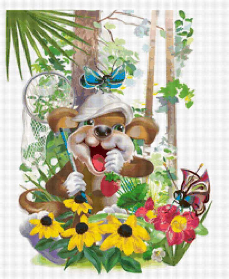 Обезьянка - животные, мультяшки, открытка - предпросмотр