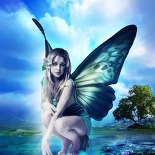 Схема вышивки «девушка-бабочка 3»