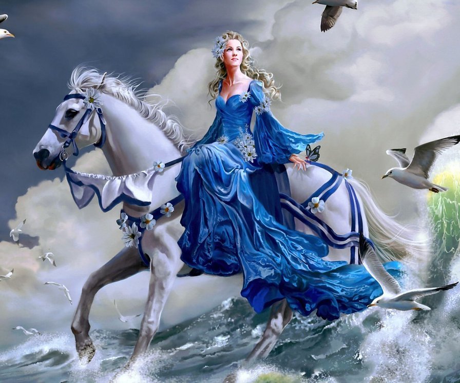 Наездница - кони - оригинал