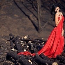 Схема вышивки «красотка в красном»