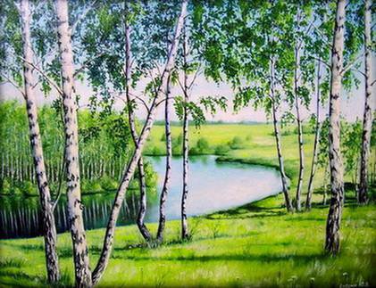 Березки - пейзаж, березы, вода, природа - оригинал