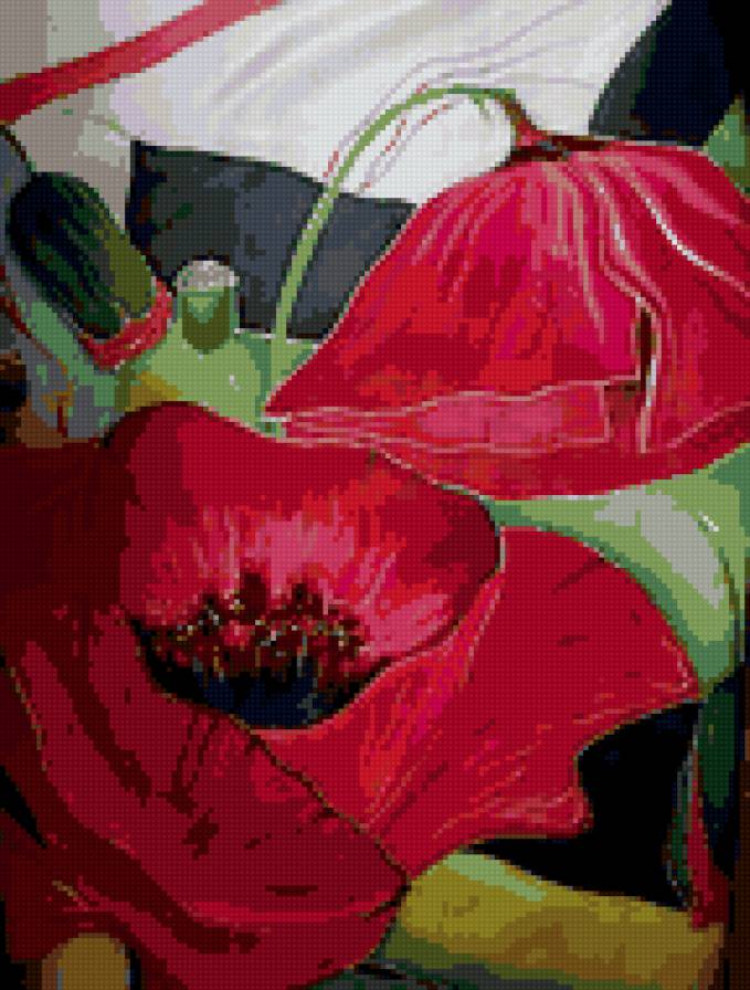 Красные маки - маки, цветы, панно - предпросмотр