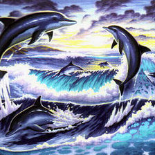 Схема вышивки «дельфины»