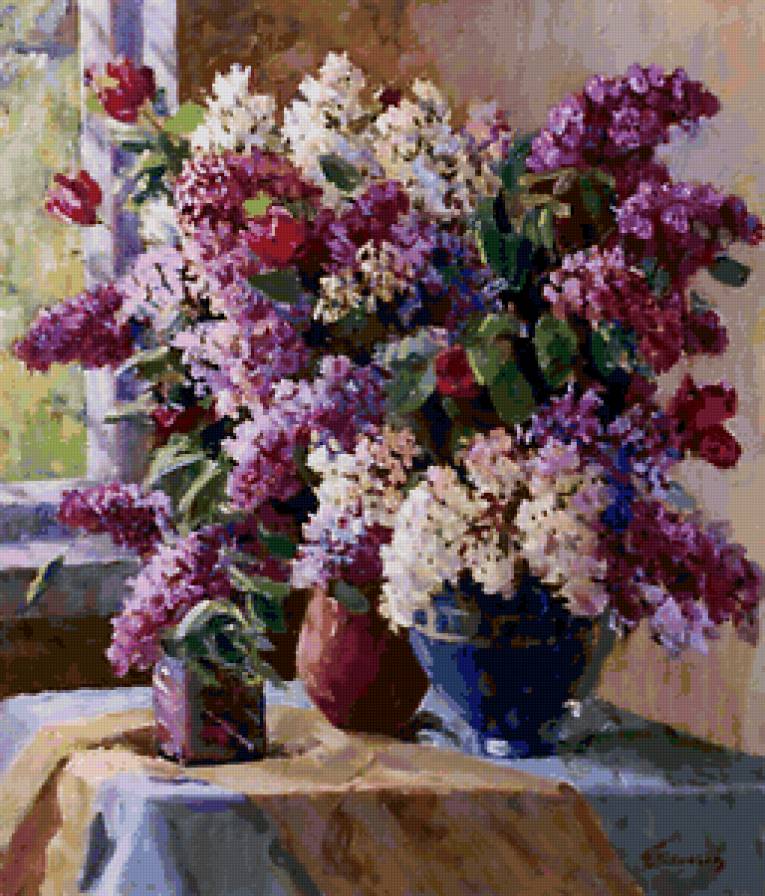 Поздняя сирень - цветы, картина, букет, сирень, живопись - предпросмотр