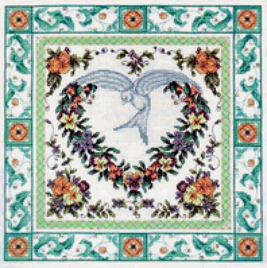 подушка9 - узор, подушка, голубь - предпросмотр