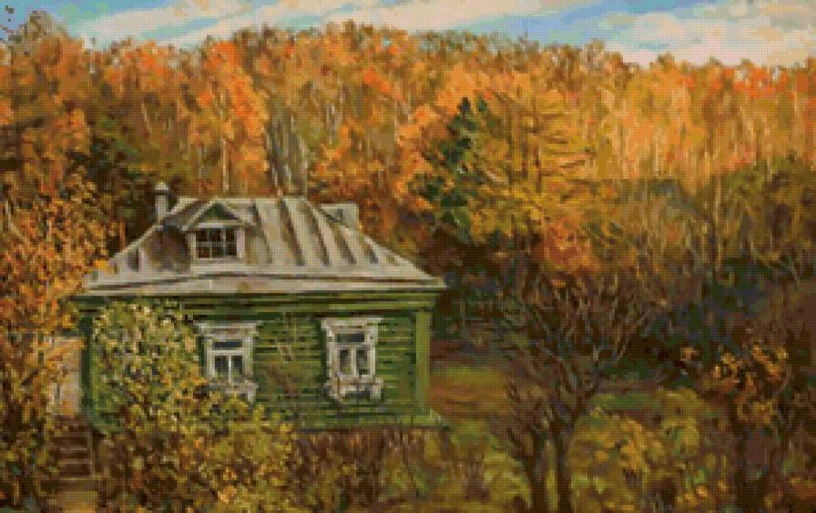 Домик в осеннем лесу - осень, домик, пейзаж - предпросмотр