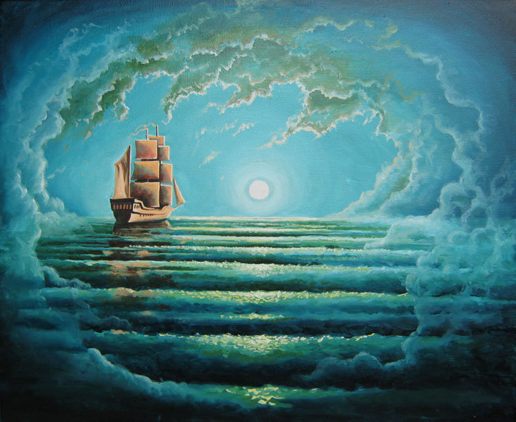 Мираж - пейзаж, корабль, море - оригинал