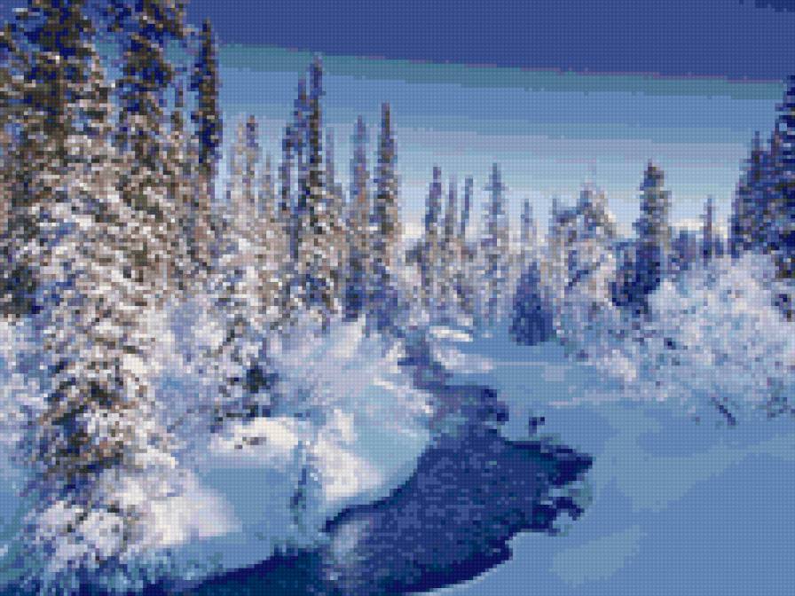 зимушка - зима, река, пейзаж, природа, лес - предпросмотр