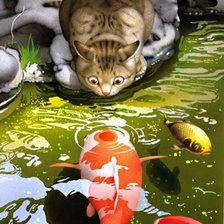 Схема вышивки «Кот и рыбки»