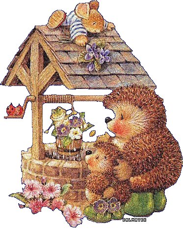 Ежики - мультяшки, открытка, животные - оригинал