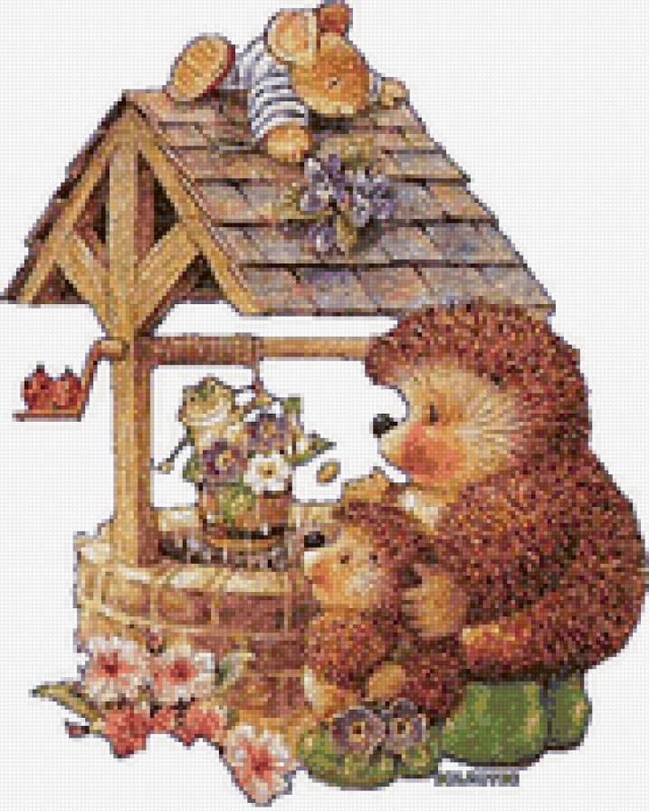 Ежики - открытка, животные, мультяшки - предпросмотр