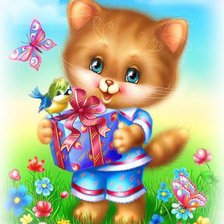 Схема вышивки «котик»