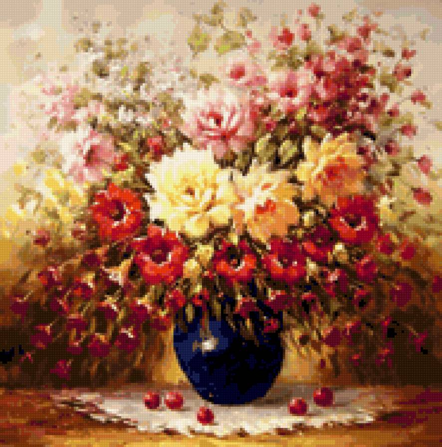 Шикарный букет - цветы в вазе - предпросмотр