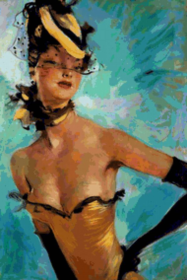 Девушка из кабаре - jean-gabriel domergue, художник - предпросмотр