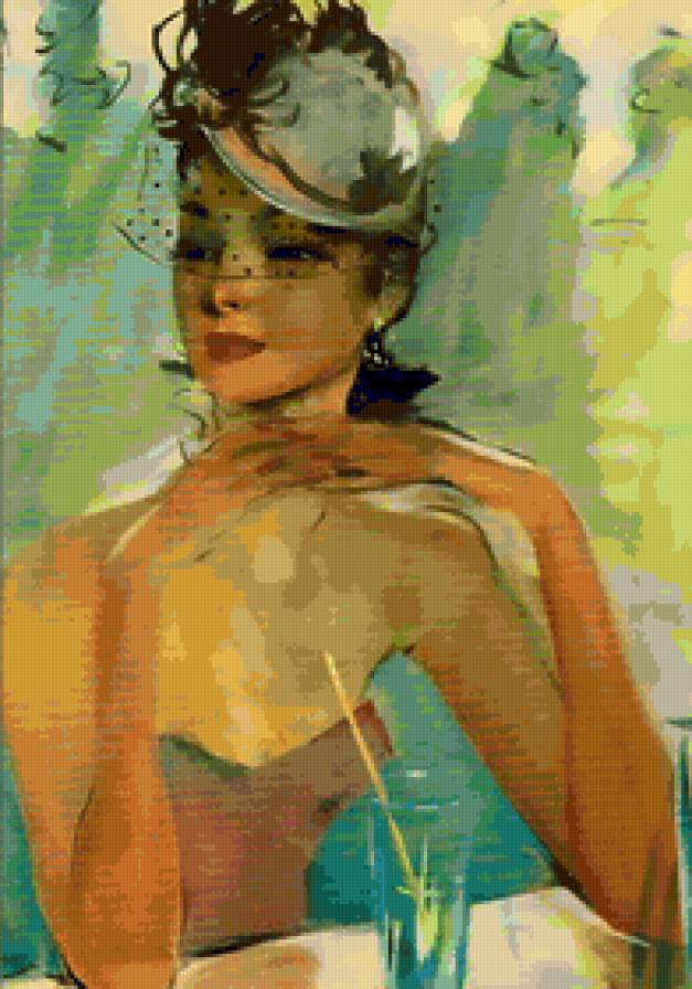 Коктейль - художник, jean-gabriel domergue - предпросмотр