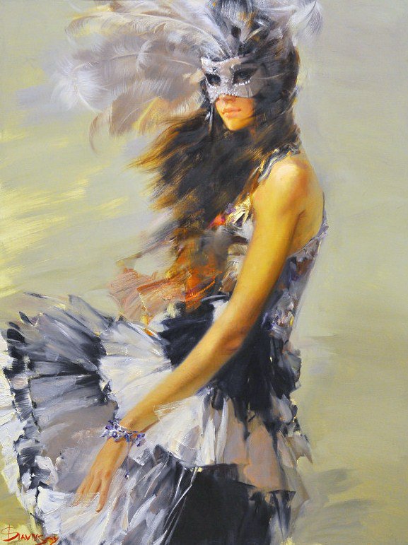 №22059 - девушка, ветер, карнавал, венеция, славинский - оригинал