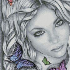 Схема вышивки «Девушка с бабочками»